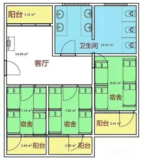 宿舍平面图⑦如果周五周六晚因为外出旅游或回家,而不能入住宿舍,一定