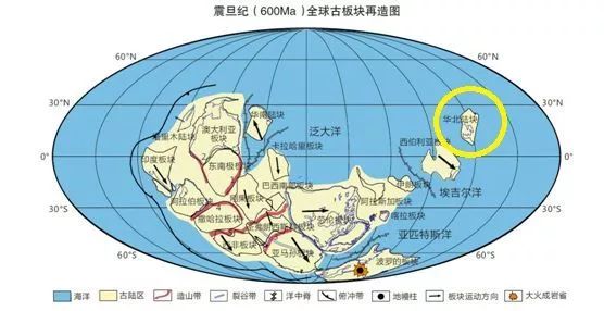 震旦纪(寒武纪的前一个纪,元古宙新元古代最后一个纪)的罗迪尼亚泛