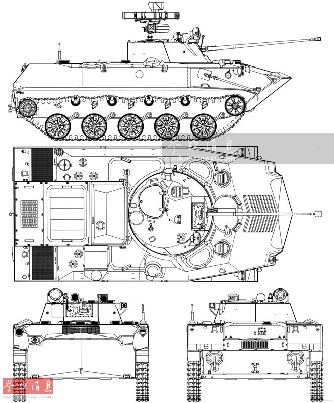 5吨.图为bmd-2战车四视线图.