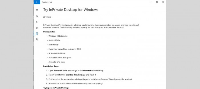 沙盒安全功能InPrivate Desktop即将登陆Win10