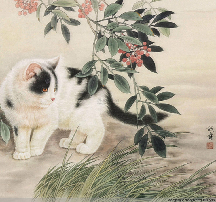 中国画家邢诚爱工笔猫作品欣赏