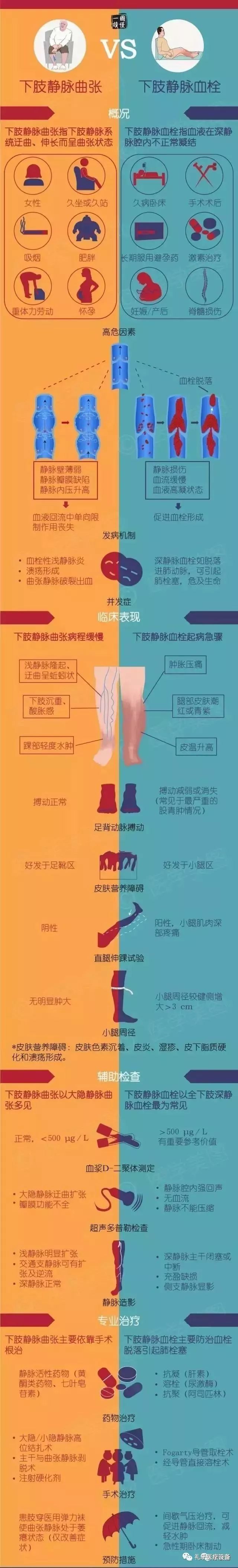 一图读懂丨下肢静脉曲张 vs 下肢静脉血栓