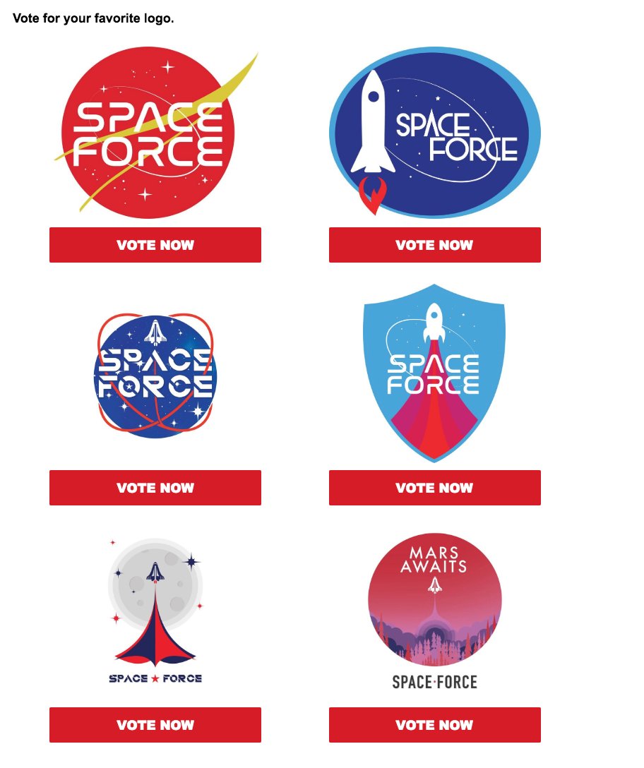 太空军建立已成定局,现在进入选logo阶段,美国要称霸宇宙?