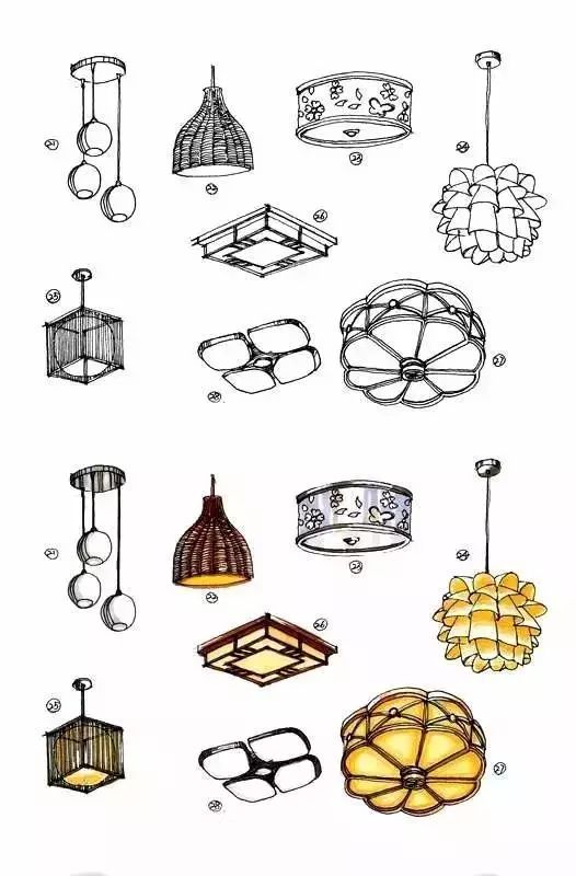 灯具设计手绘马克笔图片