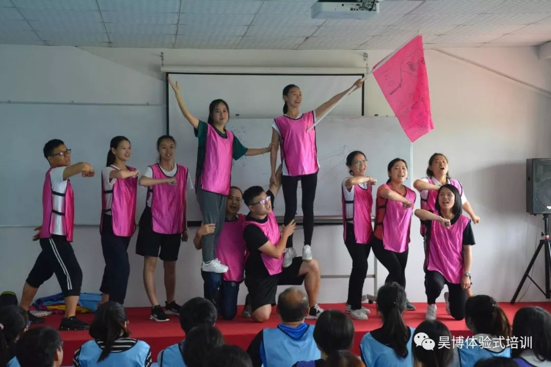 昊博團建項目讓學員樹立團隊意識,共同建立目標,口號,隊形等