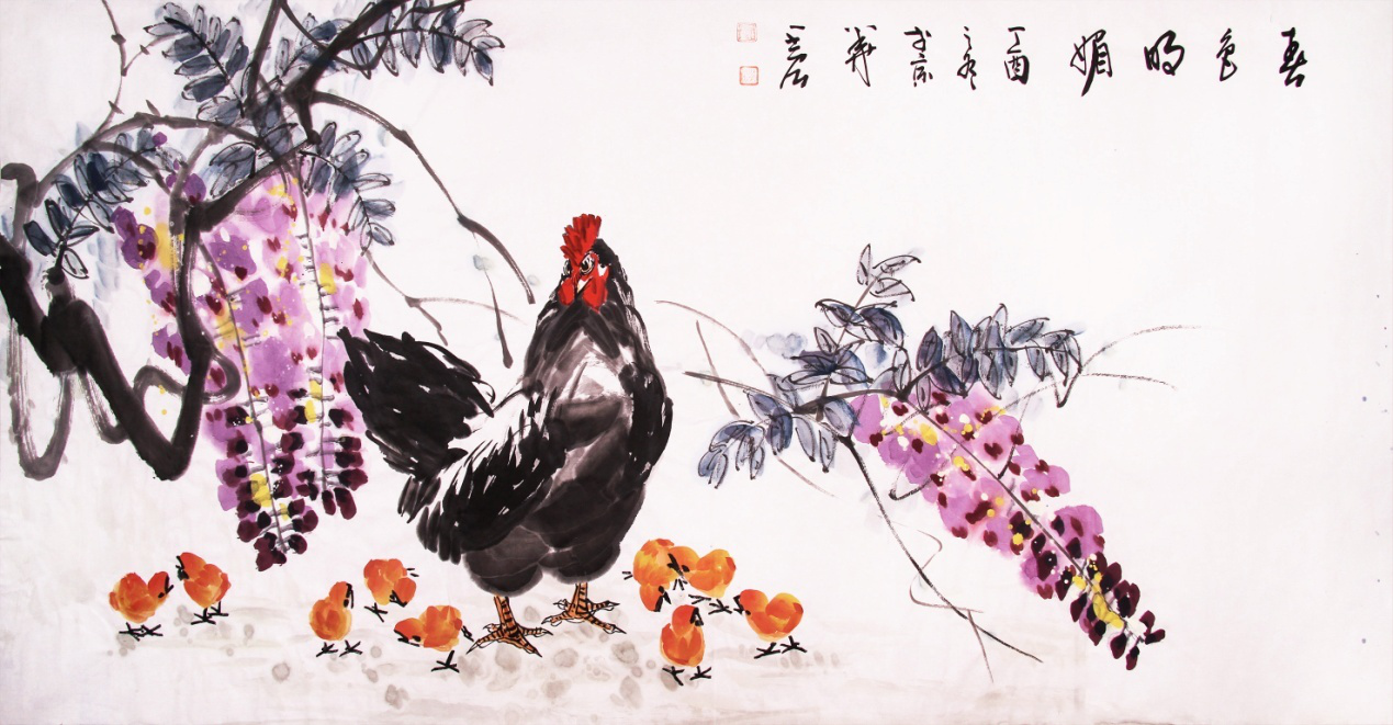 纪念北京奥运十周年王宏画鸡奥运吉祥国画巡展威海