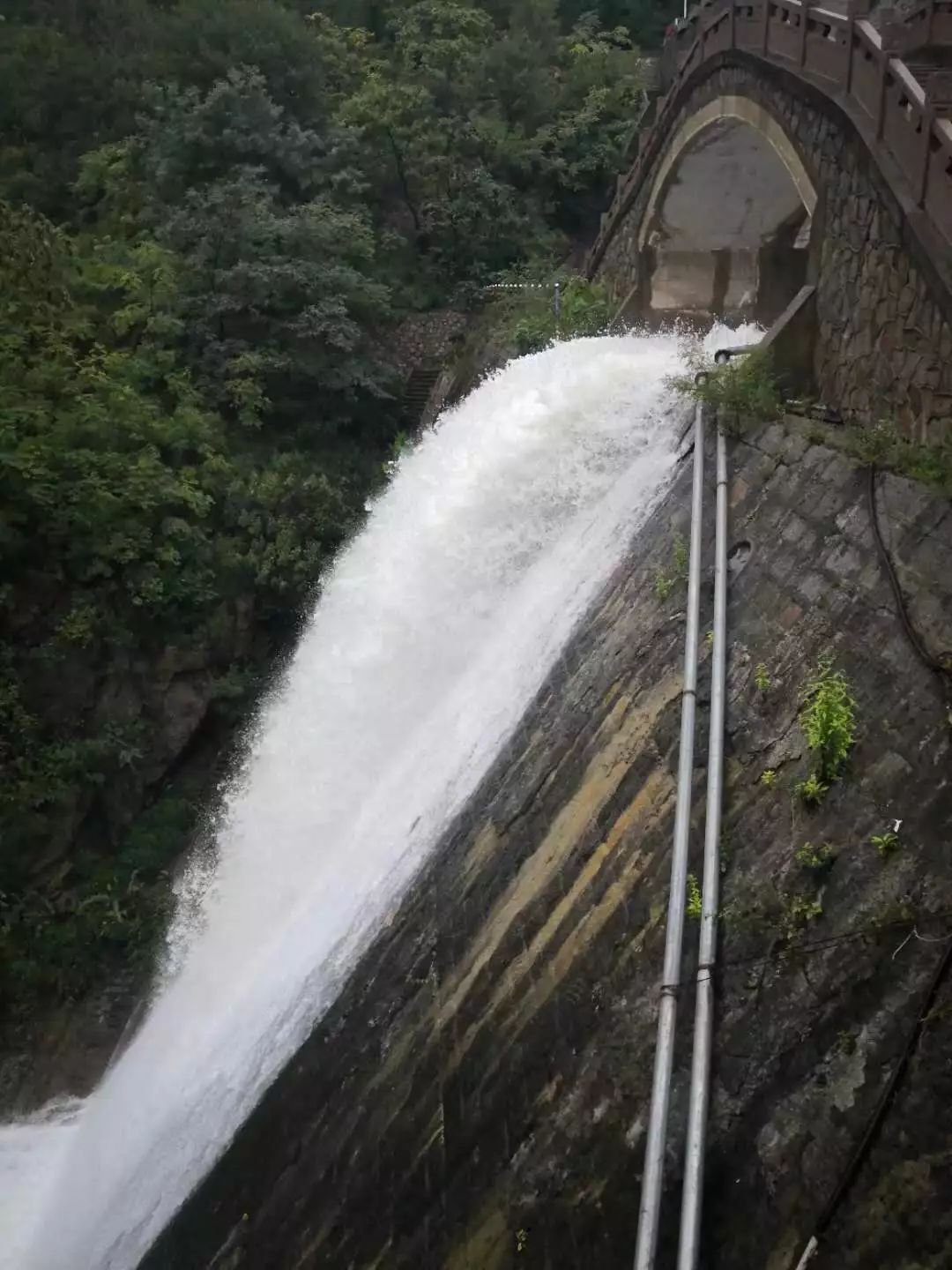 暴雨紅色預警博山石炭塢河水漫過橋面池上源泉樵嶺前大峪口河水暴漲