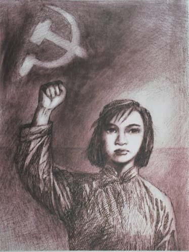 抗日英雄刘胡兰绘画图片