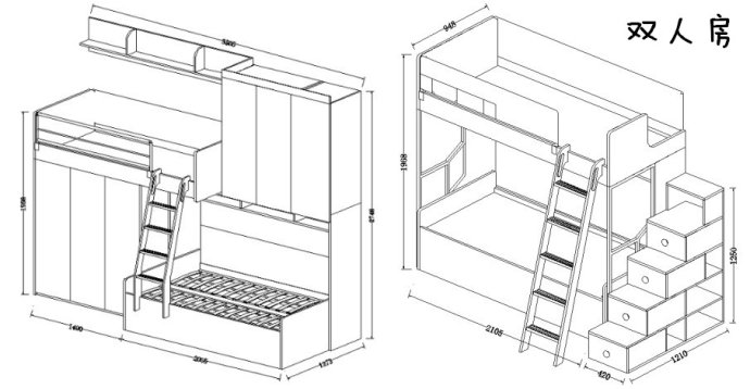 上下床平面图怎么画图片