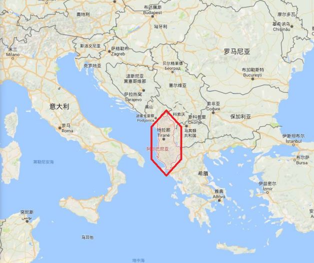 阿尔巴尼亚的地理位置图片