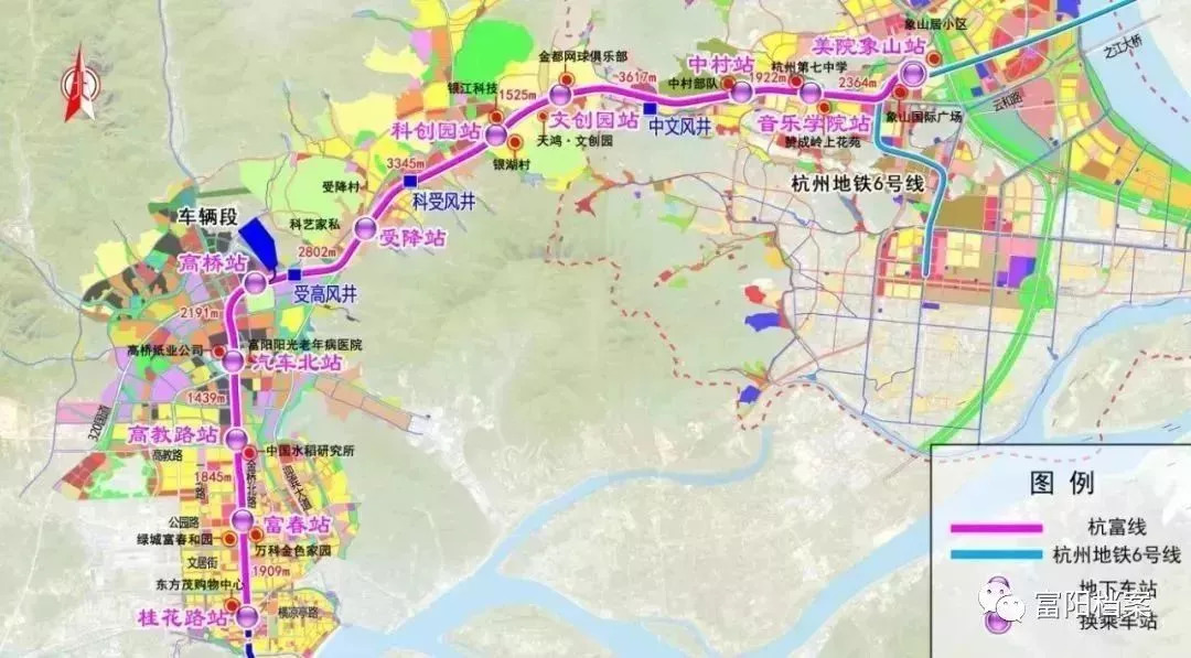 图为地铁6号线富阳段规划图(图片来源于网络)