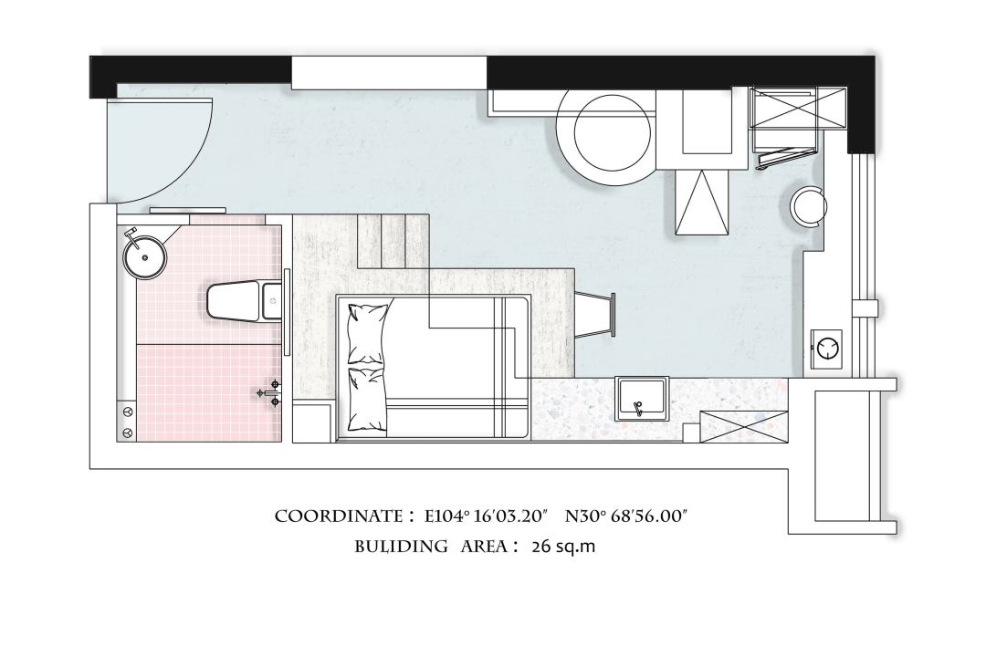 26㎡超小户型,低预算打造完美单身公寓