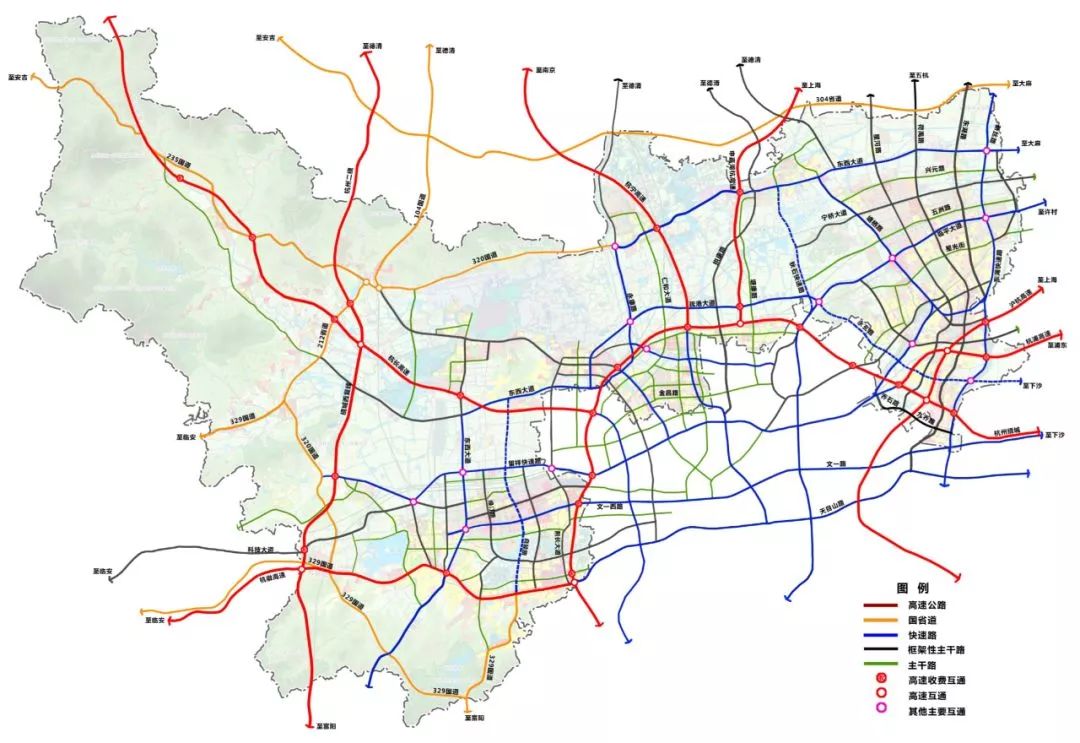 (点击可看大图)优化国省道规划,区域高快速路系统,加快推动杭州中环