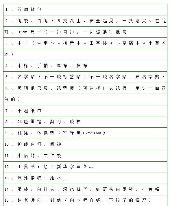 史上最全小學入學用品清單來啦!