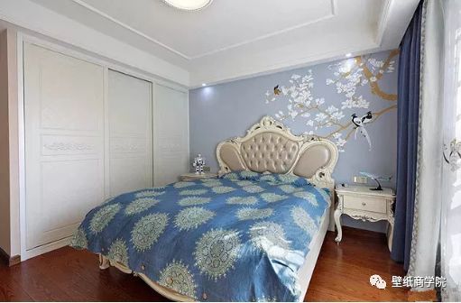 191817,儒雅端庄的中式风格的床头墙布,贴起来的效果,也是非常的禅意