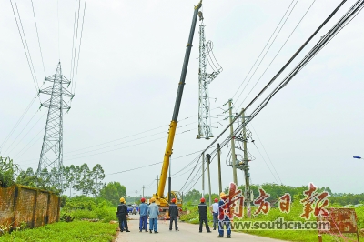 博羅供電局楊僑供電所帶電工作,改造農村電網線路.