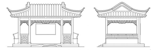 四角亭子三视图图片