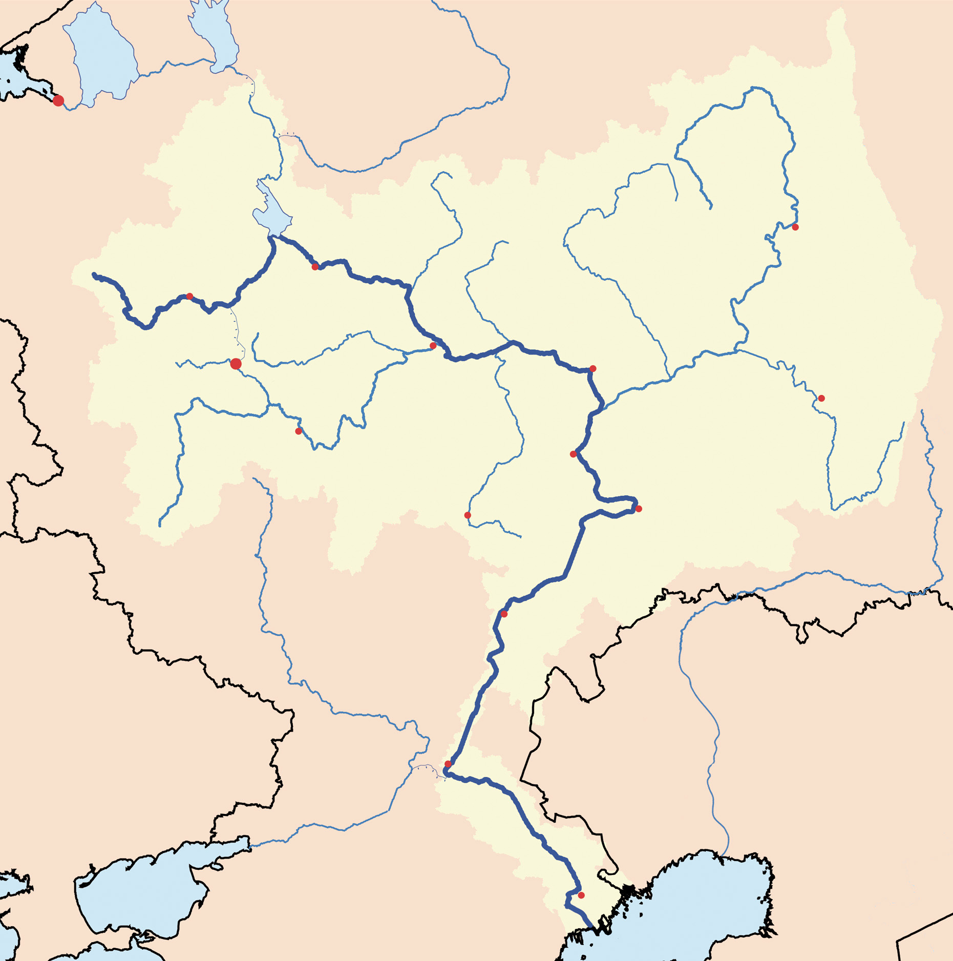 伏尔加河就是一条曲折却跨度颇大的河流第二,南北走向的河流纬度跨越