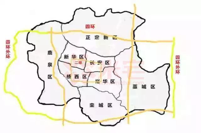 石家庄的中心城区,包括:桥西区,新华区,长安区,裕华区,高开区