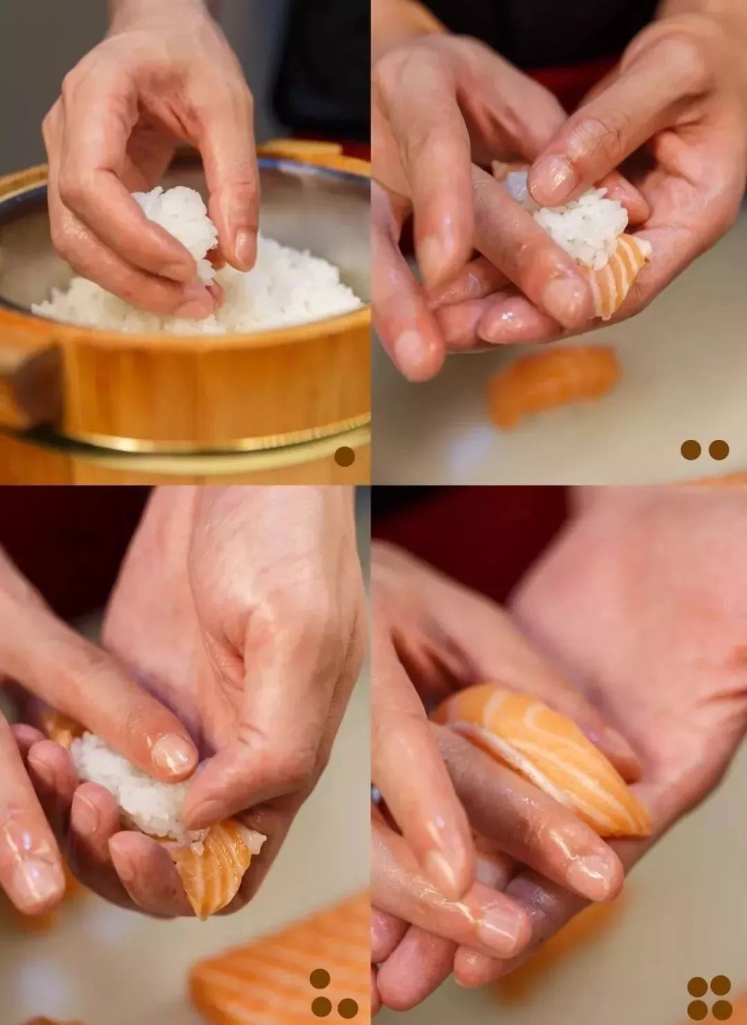 精湛的寿司手握手法师傅的功夫掌控于指间▼每个寿司师傅娴熟的技能