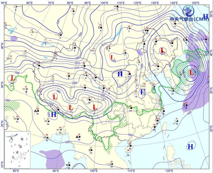 冷空气南下示意图图片