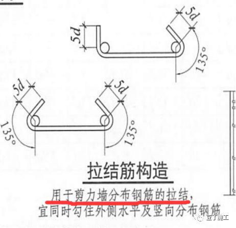 剪力墙拉钩平直段为5d详见12g901