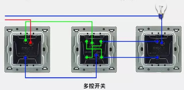 三控开关实物接线图三控开关原理接线示意图看完上面三张图后,可以