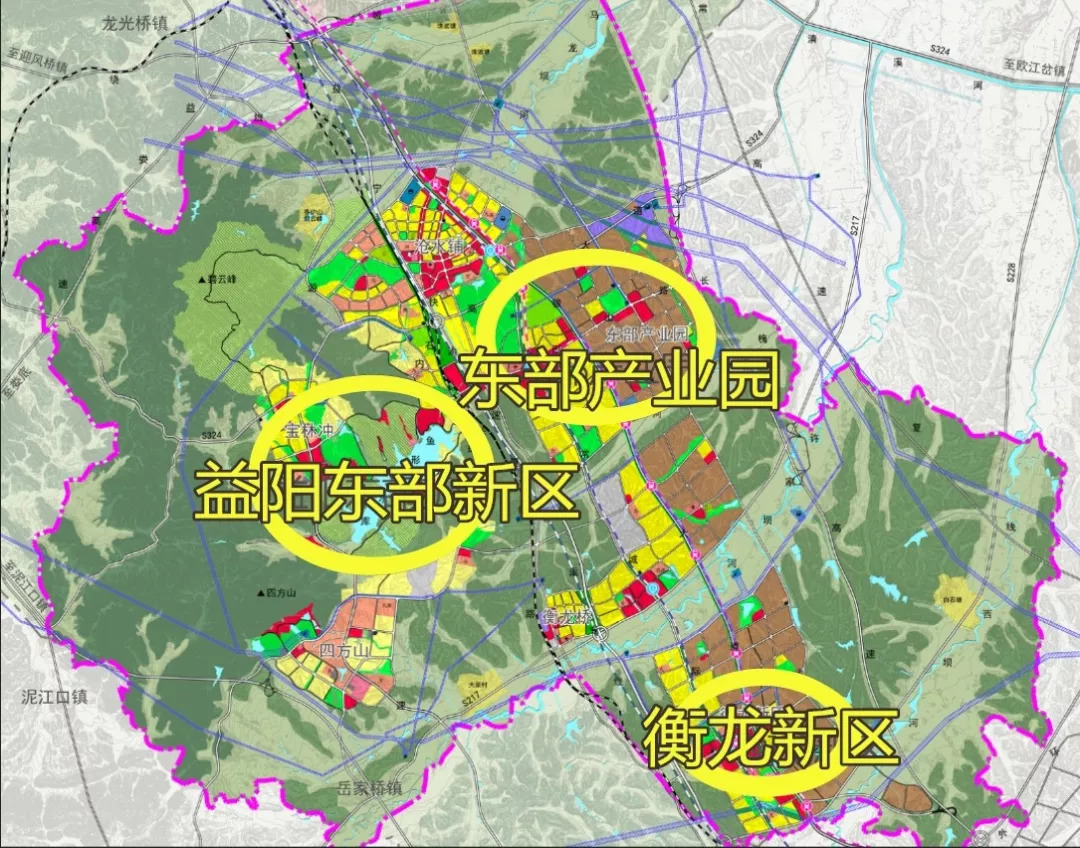 益阳东部新区管委会刘伟丰副主任,在管委会一楼门厅的多幅地图前,讲析