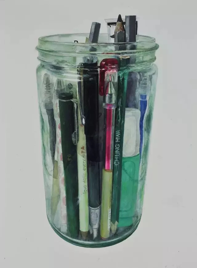 刘书涵精微素描 玻璃笔筒,80×110cm