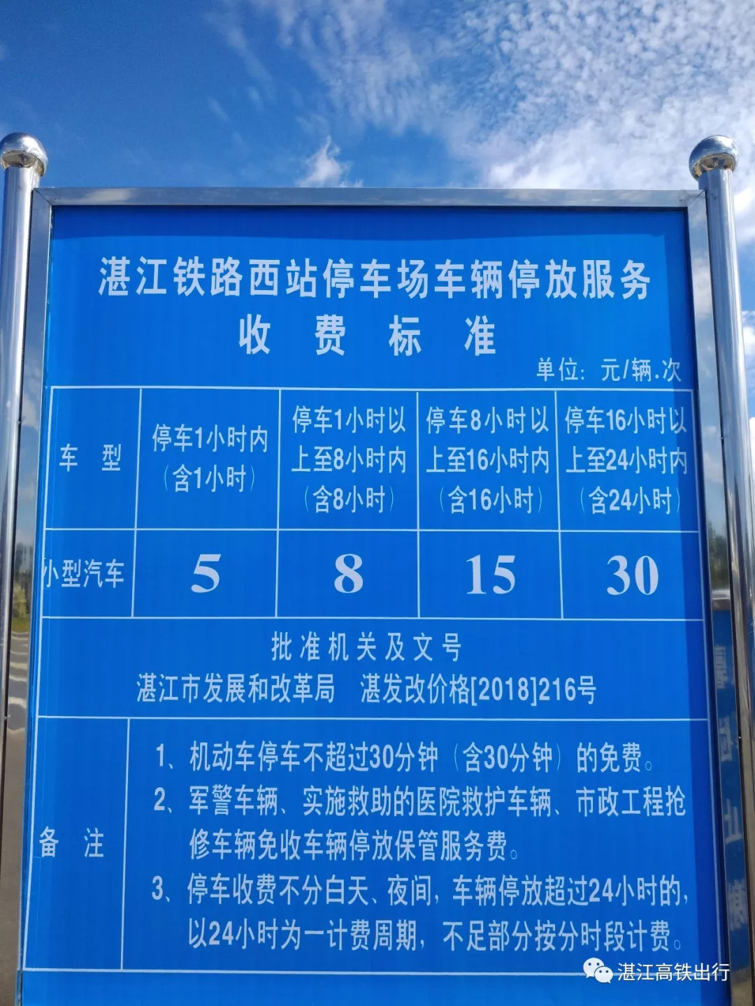 停車收費標準將開始對機動車停放實施收費湛江西站停車場據小微瞭解