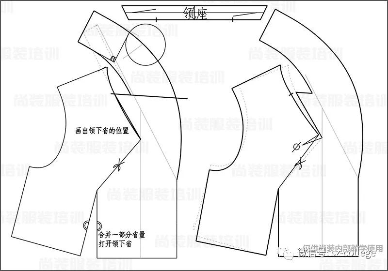 尚装青果领双排扣插肩袖大衣制版