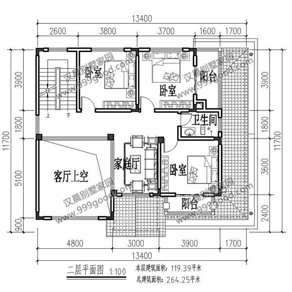 7米一層半農村別墅_戶型