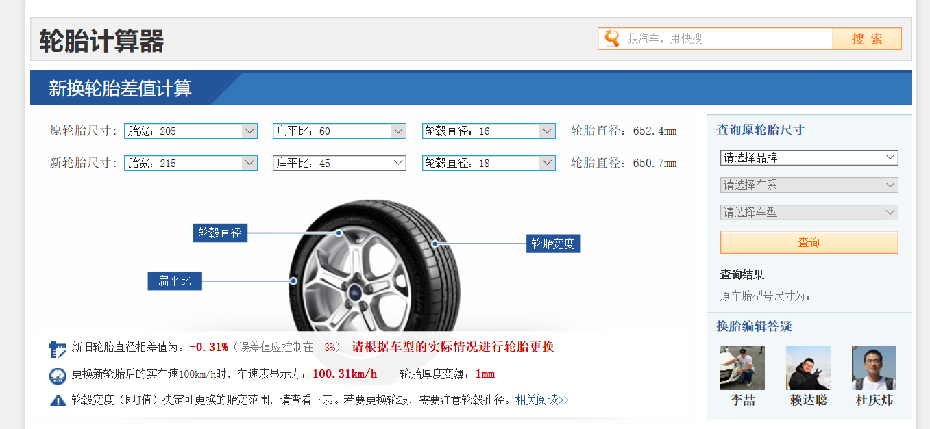 5mm 這裡推薦汽車之家的輪胎直徑計算器, 地址: http://www.pcauto.