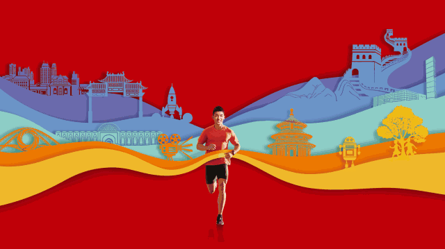 有一支身着红色跑服的队伍他们是华夏幸福跑团他们用脚步和汗水传递北