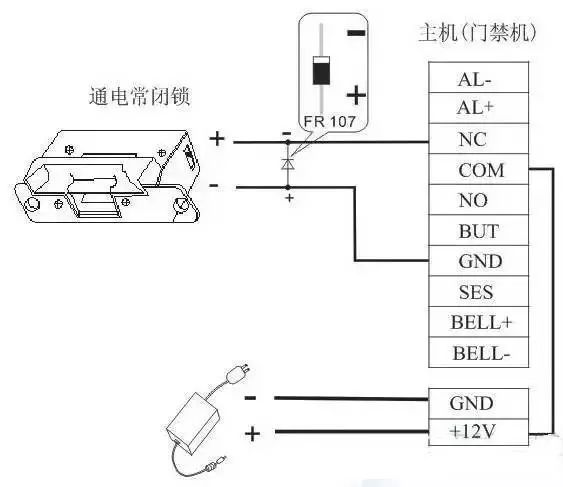 指纹门禁接线图图片