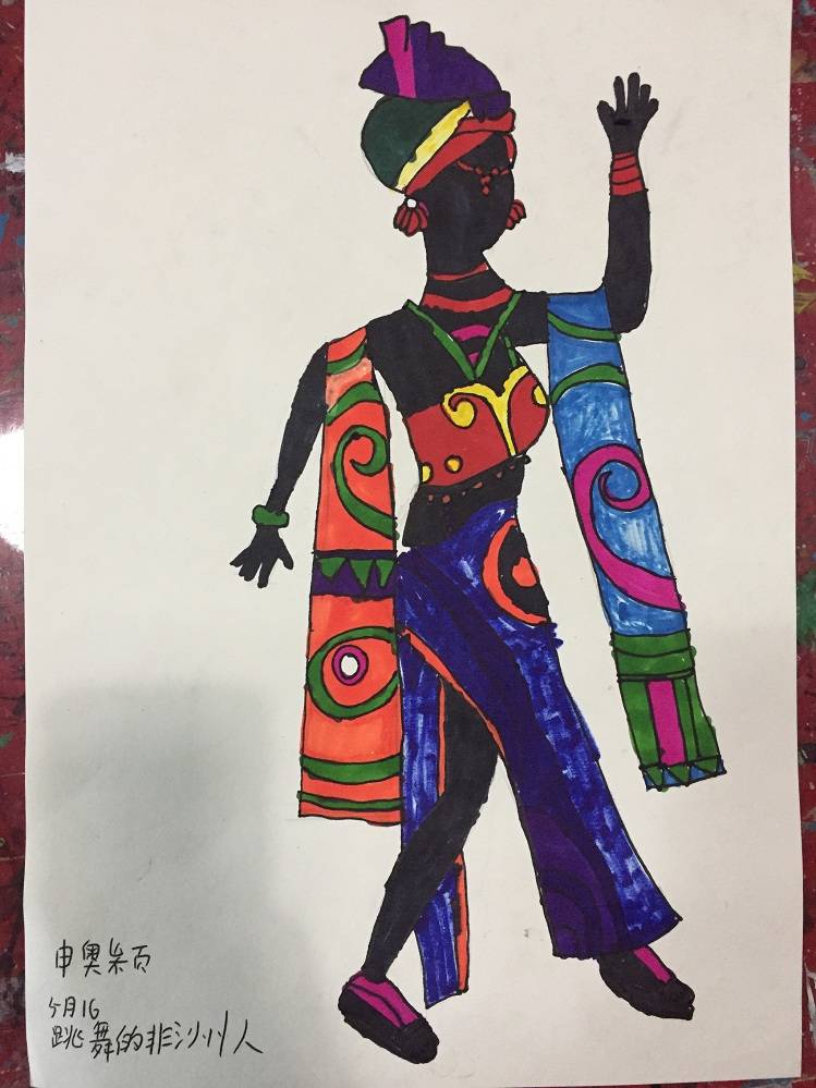 非洲大地的舞者儿童画图片