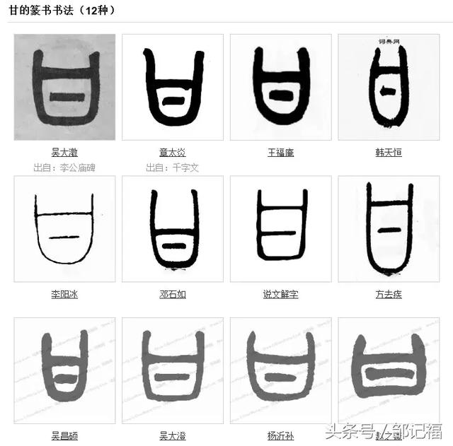 甘字写法大全作为甘氏族人你会写几种