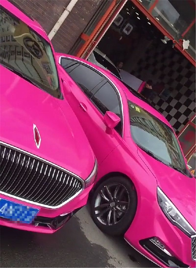 红旗h5新款粉色轿跑图片