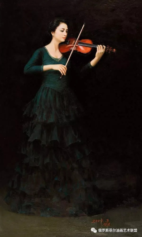 演奏小提琴的天使油画图片