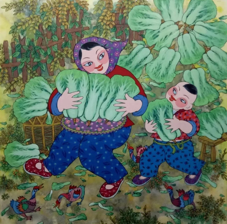 中国传统农民画简单图片
