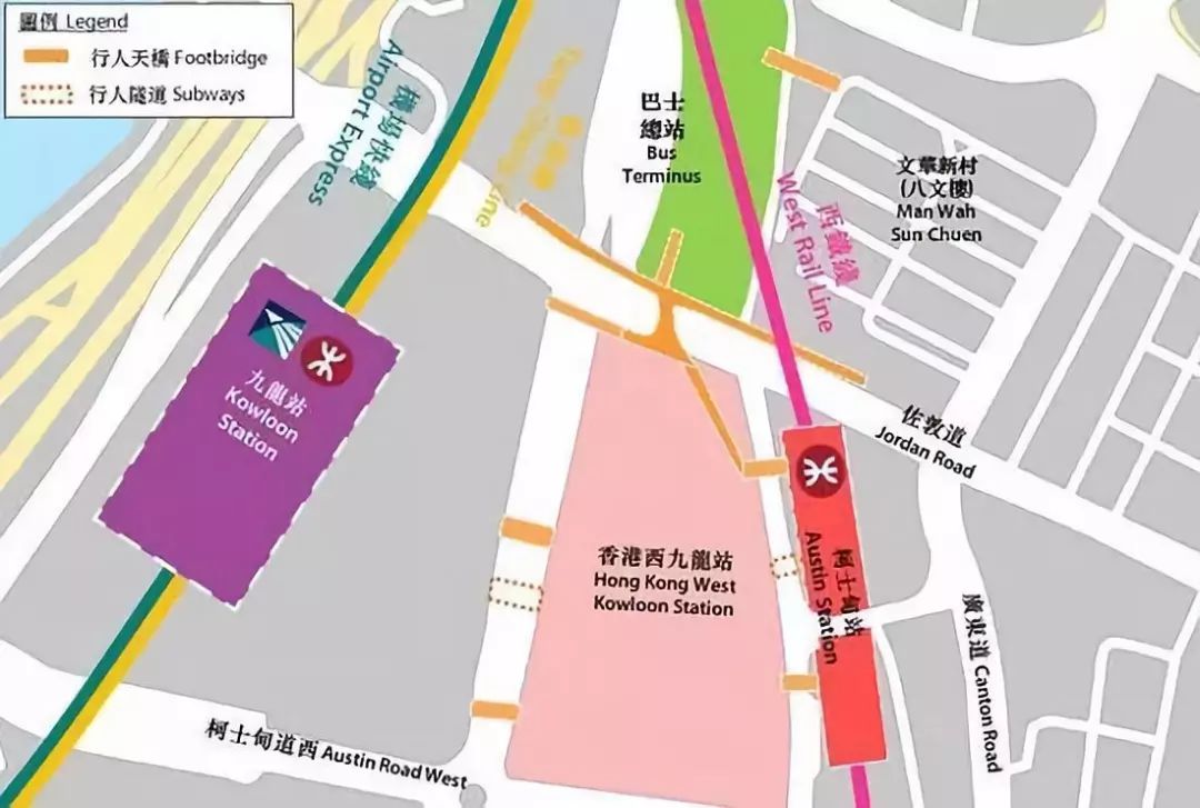 西九龙站在香港所处的方位,周边就有油麻地,尖沙咀,旺角,是香港的主要