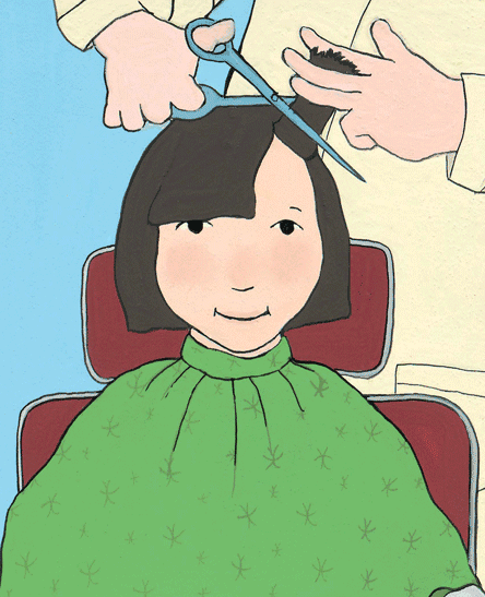 女生剪头发漫画图片