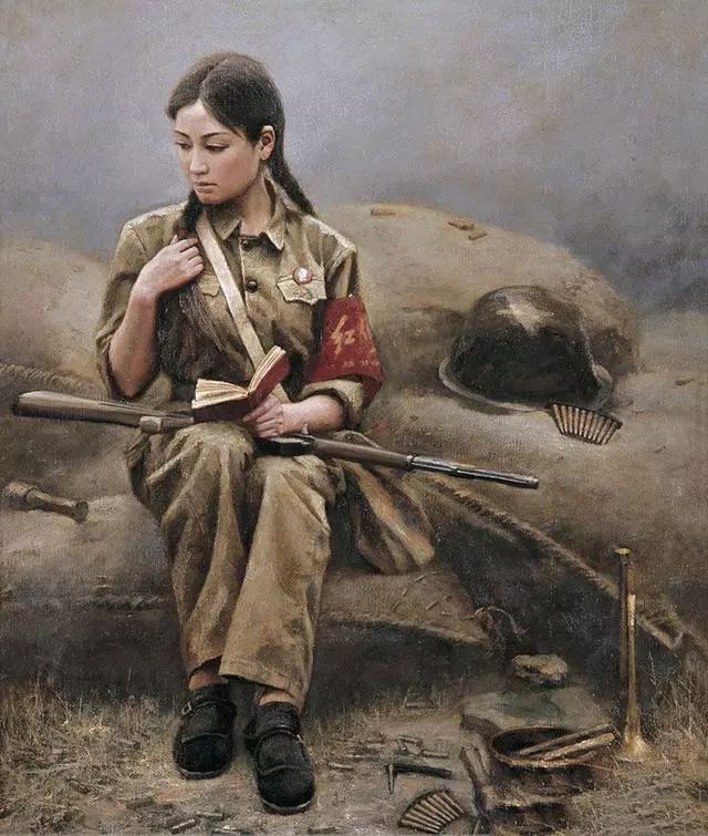 张大中油画欣赏—红军女战士风采,别样的青春回忆!生动而鲜活!