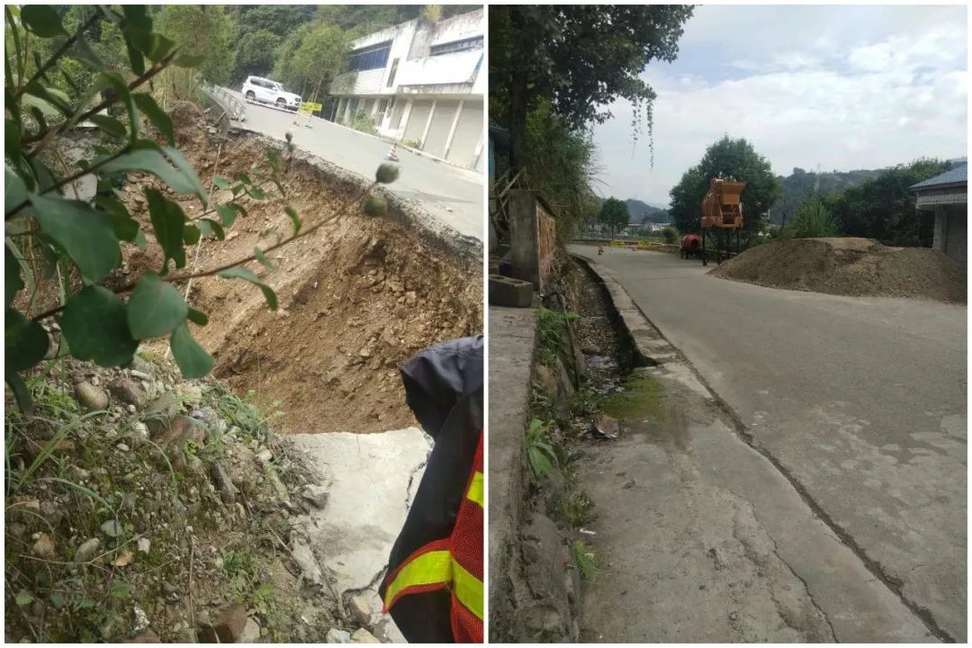 受地質災害影響,青川縣s208線青劍路碑埡至竹園大橋段老交警隊門前下