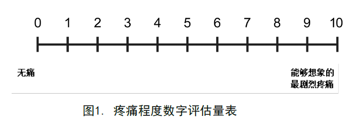 数字分级法(nrs):使用《疼痛程度数字评估量表》(见图1)对患者疼痛