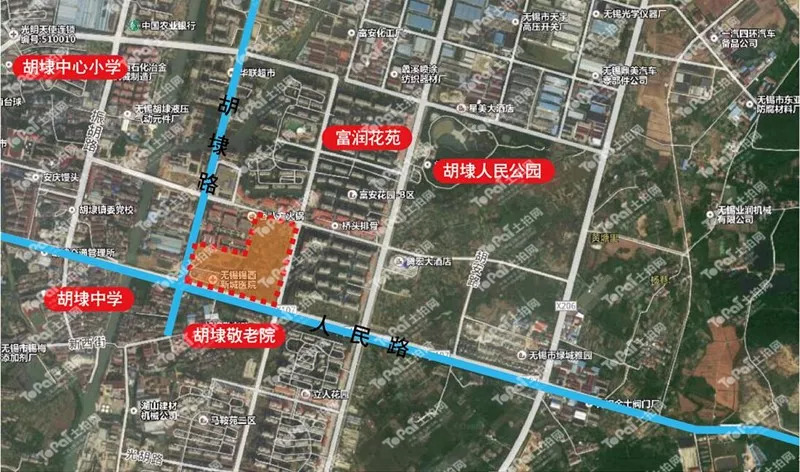 地块位于胡埭镇居住密集区,紧邻十八湾山水资源,为商住用地.