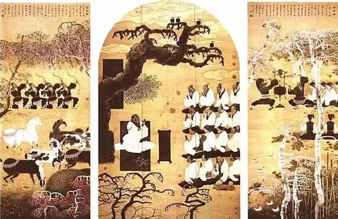 孔氏后裔,画家孔维克所绘《杏坛讲学》日本 阿部正伦《孔子画像》