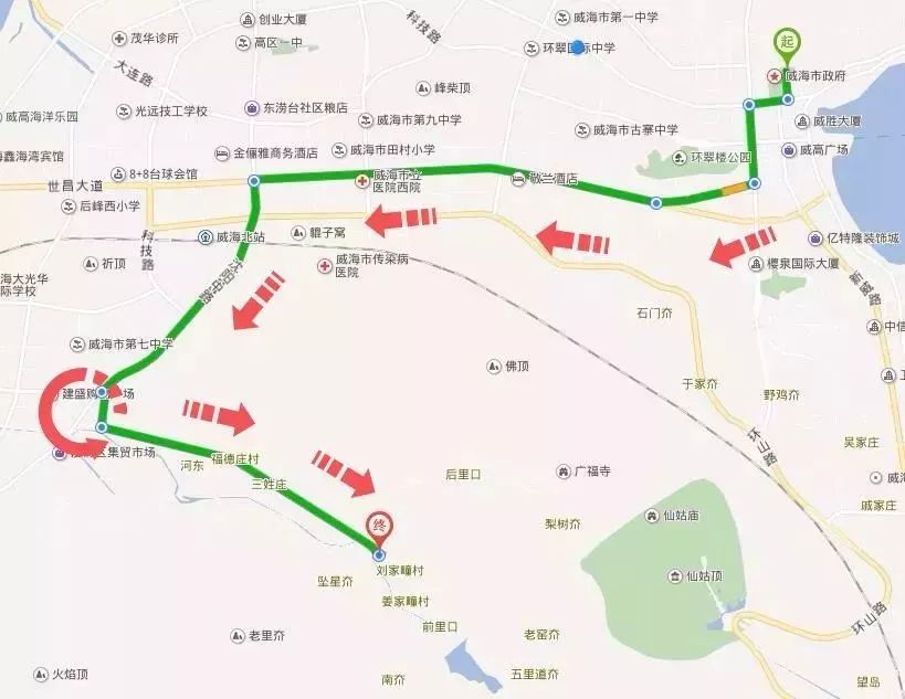 威海里口山徒步路线图图片