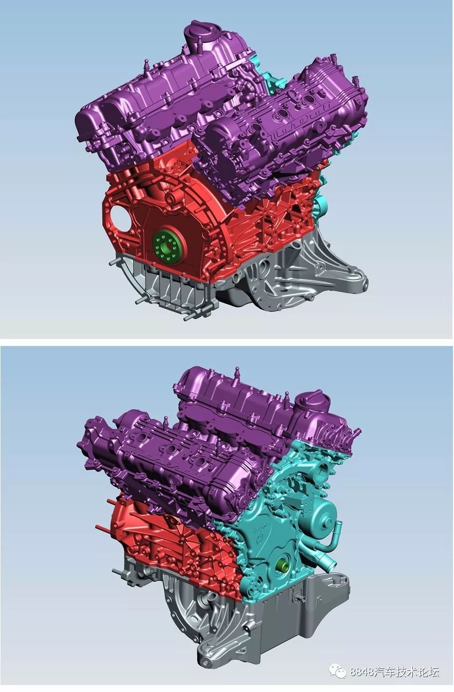玛莎拉蒂30v6双涡轮增压发动机机械结构(三)