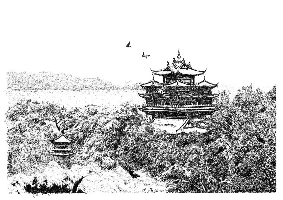 杭州城隍阁简笔画图片